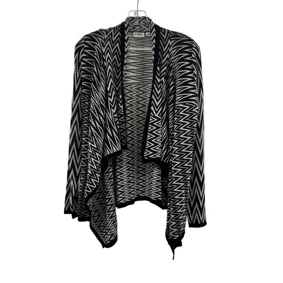 CATO Women's Open Chevron Print Cardigan Black/White Size Medium - Picture 1 of 9